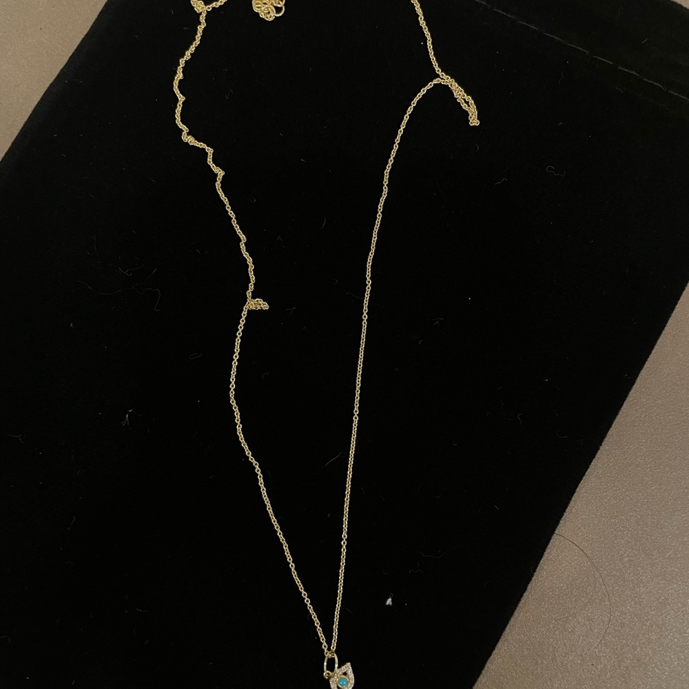 14k Gold Tiny Evil Eye Charm Necklace - Picture 3 of 5
